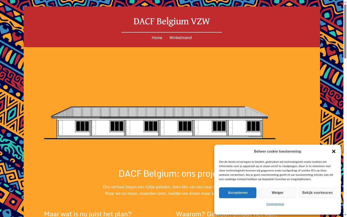 Screenshot van de toestemmingsbanner zoals getoond vóór enige interactie