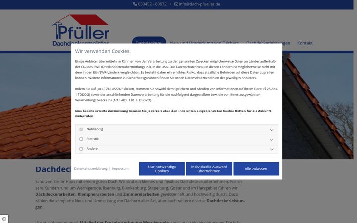Screenshot of dach-pfueller.de