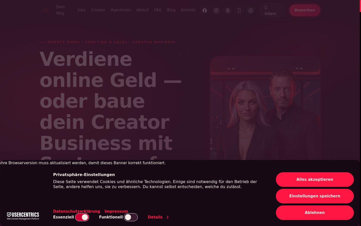 Screenshot tal-banner tal-kunsens muri qabel kwalunkwe interazzjoni