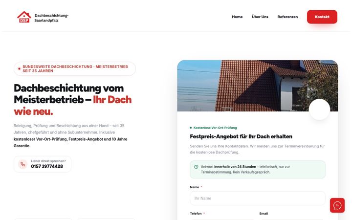 Screenshot of dachbeschichtung-saarlandpfalz.de