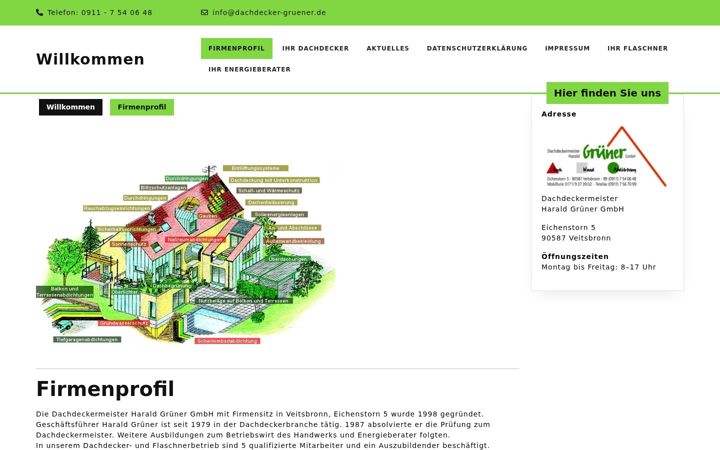Screenshot of dachdecker-gruener.de
