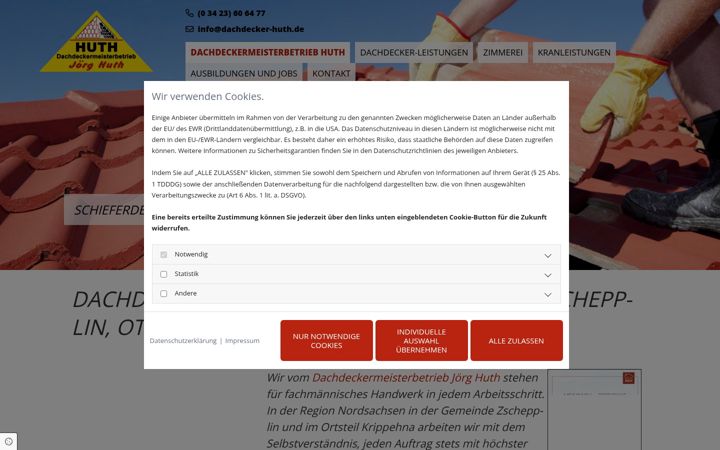 Screenshot of dachdecker-huth.de