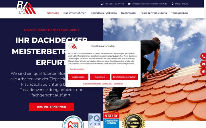 Screenshot of dachdecker-koehler-erfurt.de