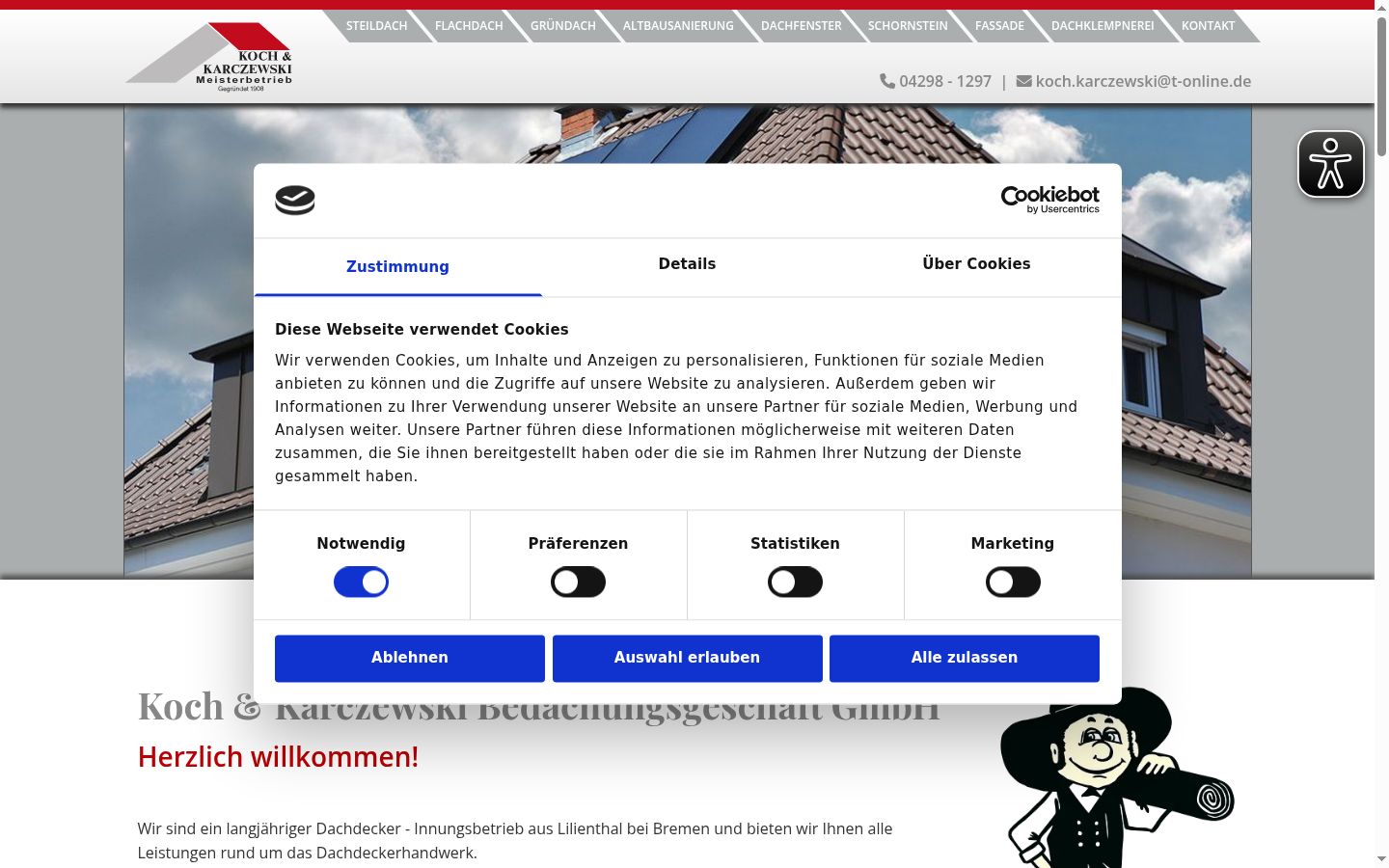 Screenshot del banner di consenso mostrato prima di qualsiasi interazione