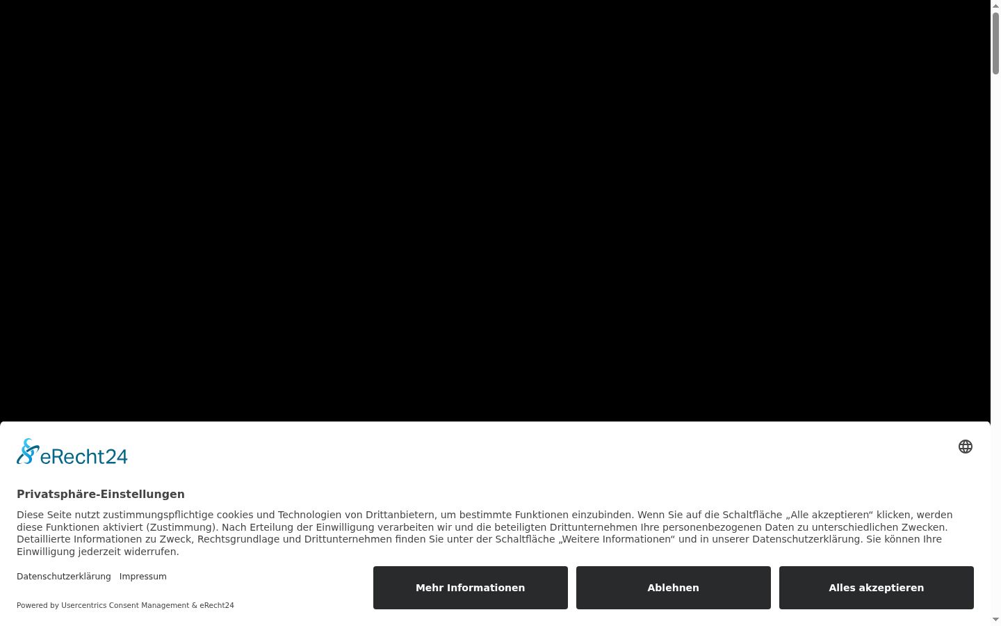 Captura de pantalla del banner de consentimiento mostrado antes de cualquier interacción