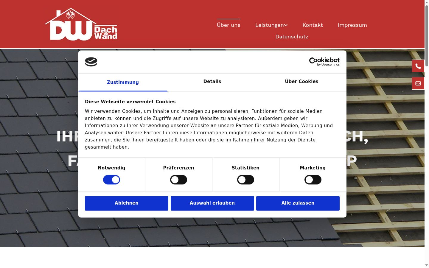 Screenshot del banner di consenso mostrato prima di qualsiasi interazione