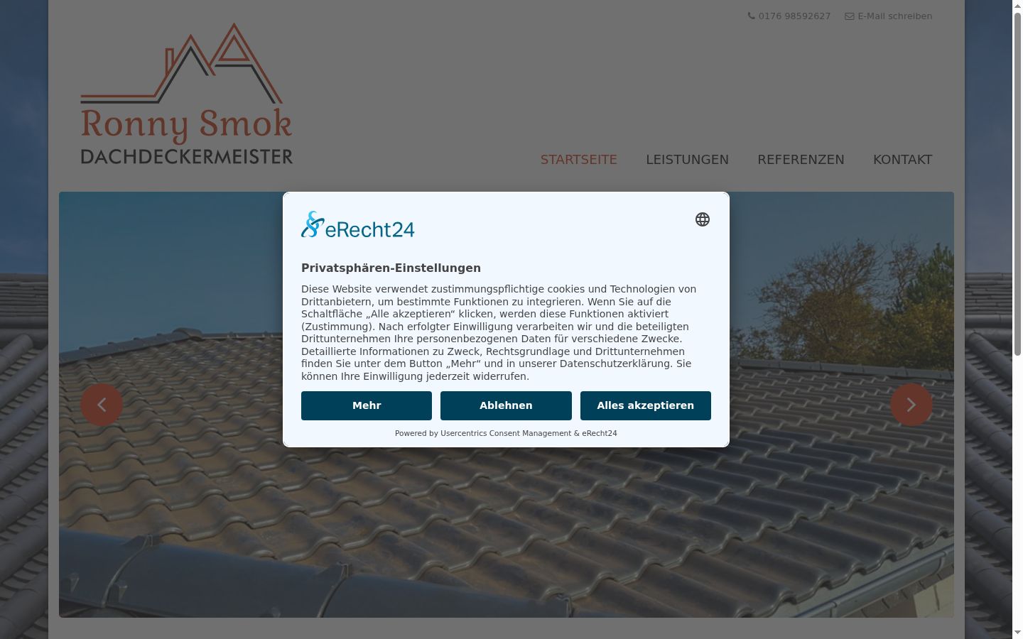 Screenshot del banner di consenso mostrato prima di qualsiasi interazione