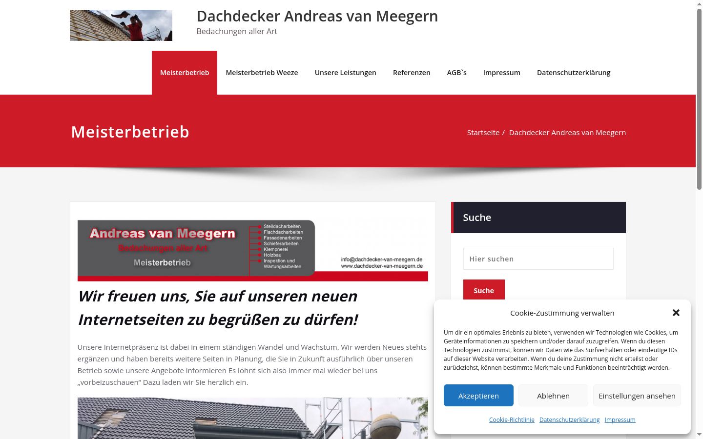 Screenshot des Einwilligungsbanners vor jeglicher Interaktion