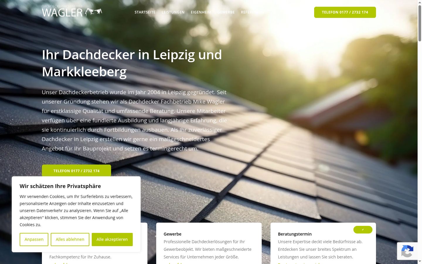 Screenshot des Einwilligungsbanners vor jeglicher Interaktion