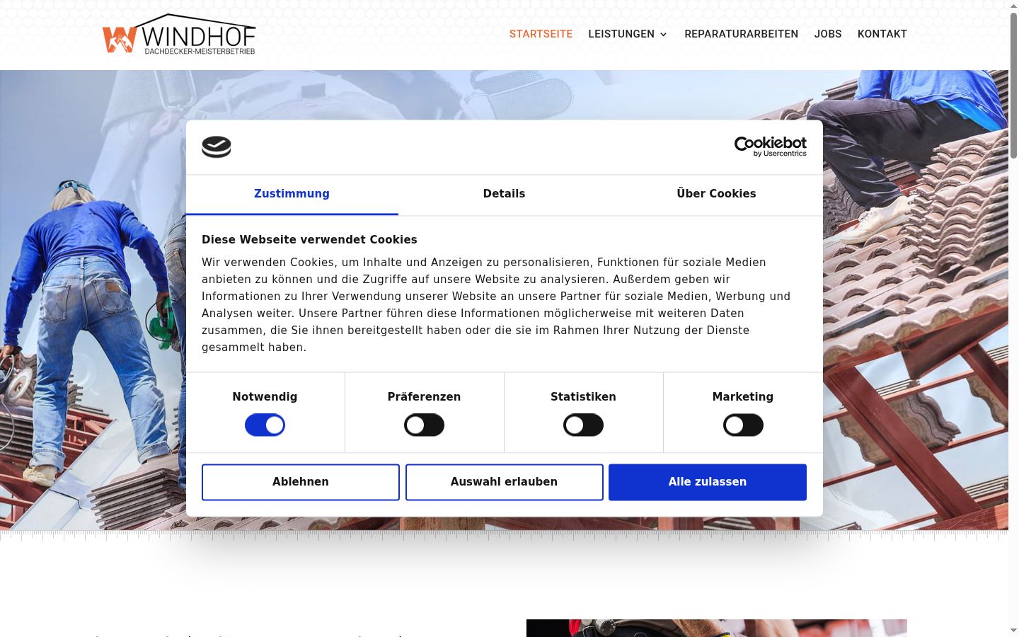 Snimka zaslona bannera za privolu prikazanog prije bilo kakve interakcije