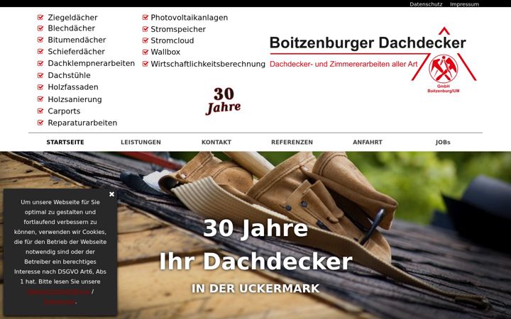 Screenshot of dachdecker-zimmerer-boitzenburg.de