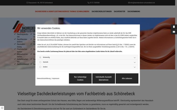 Screenshot of dachdeckerei-schoenebeck.de