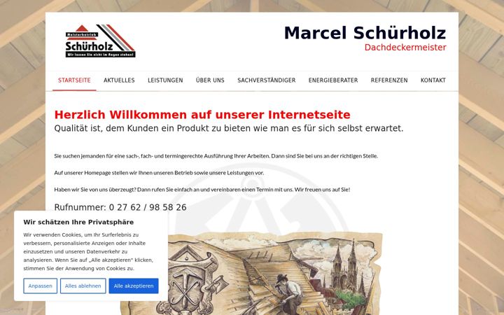 Screenshot of dachdeckerei-schuerholz.de