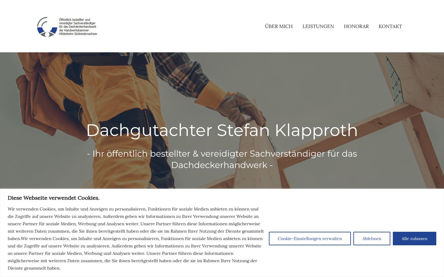 Screenshot des Einwilligungsbanners vor jeglicher Interaktion