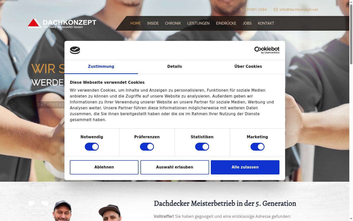 Screenshot del banner di consenso mostrato prima di qualsiasi interazione
