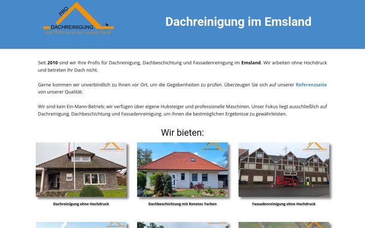 Screenshot of dachreinigung-emsland.de