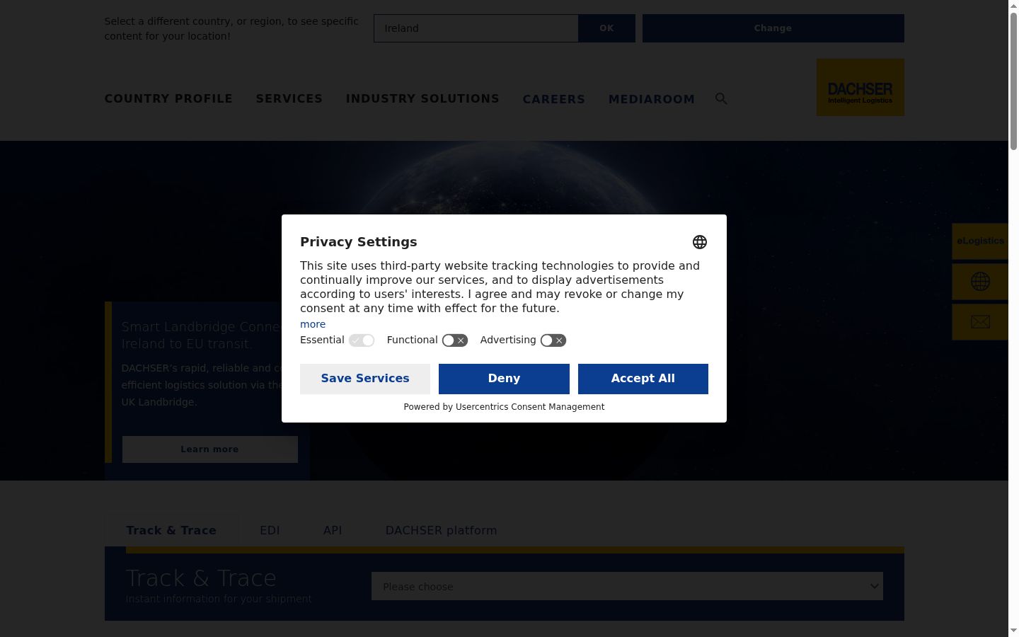Screenshot del banner di consenso mostrato prima di qualsiasi interazione