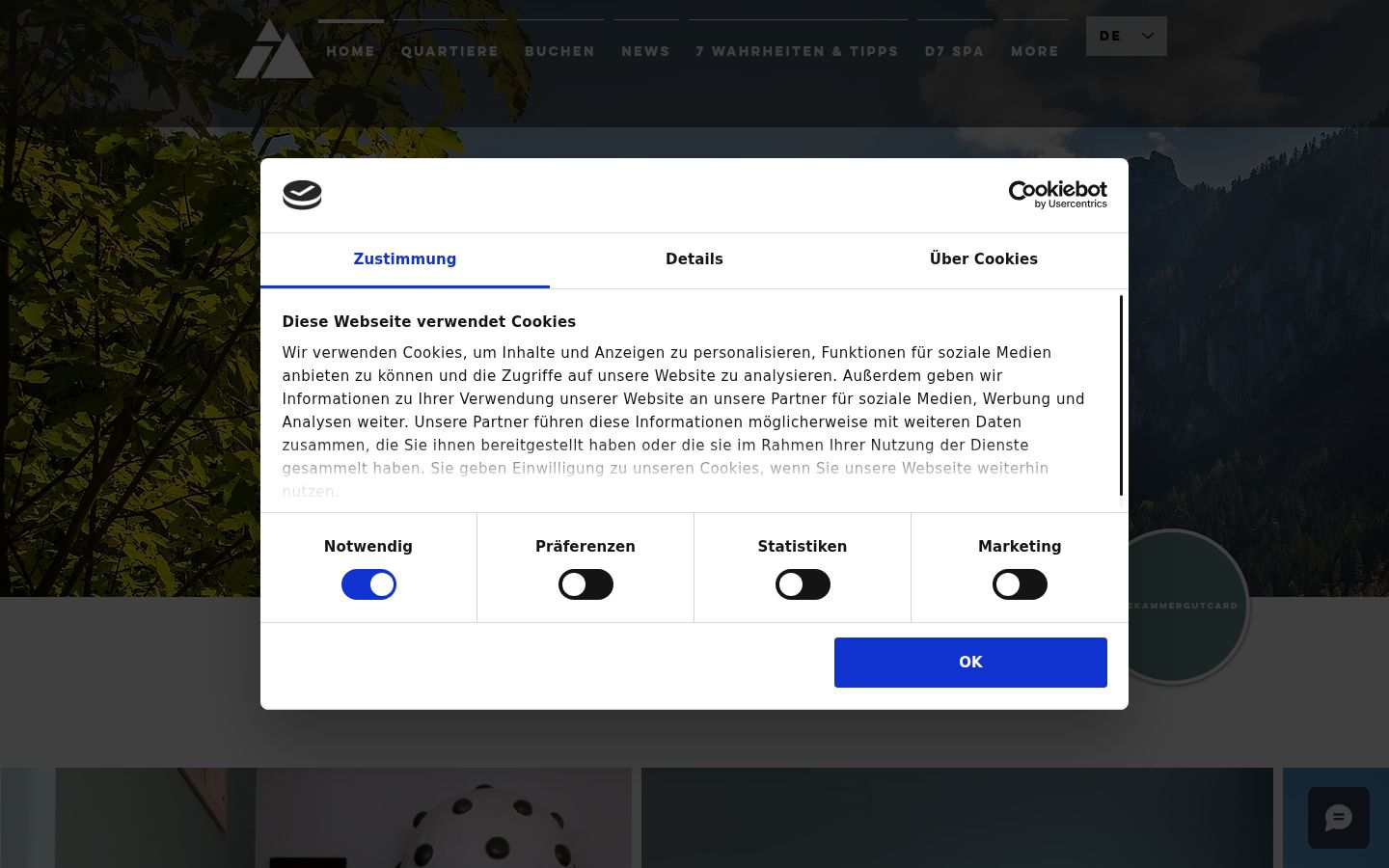 Screenshot del banner di consenso mostrato prima di qualsiasi interazione
