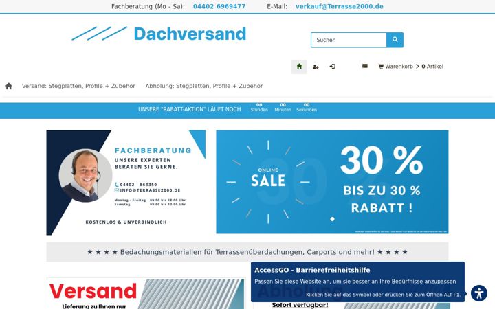 Screenshot stránky dachversand.eu
