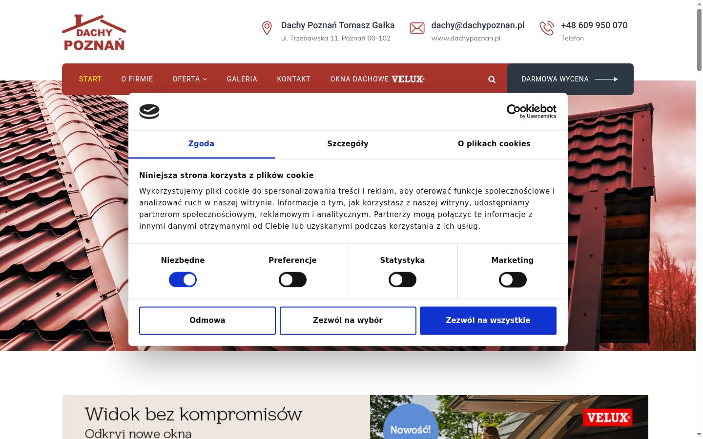 Screenshot des Einwilligungsbanners vor jeglicher Interaktion