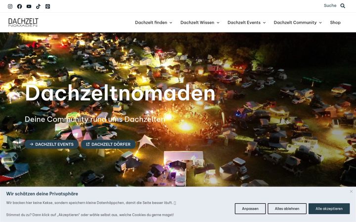 Screenshot of dachzeltnomaden.com