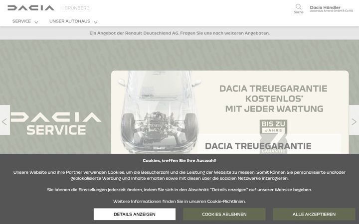 Screenshot of dacia-amend-gruenberg.de