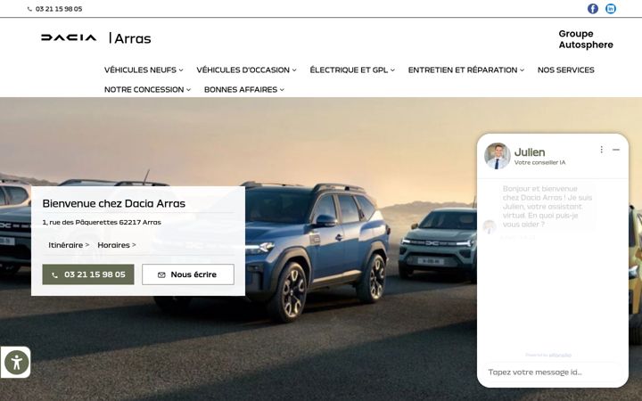 Ekraanipilt saidist dacia-arras.fr