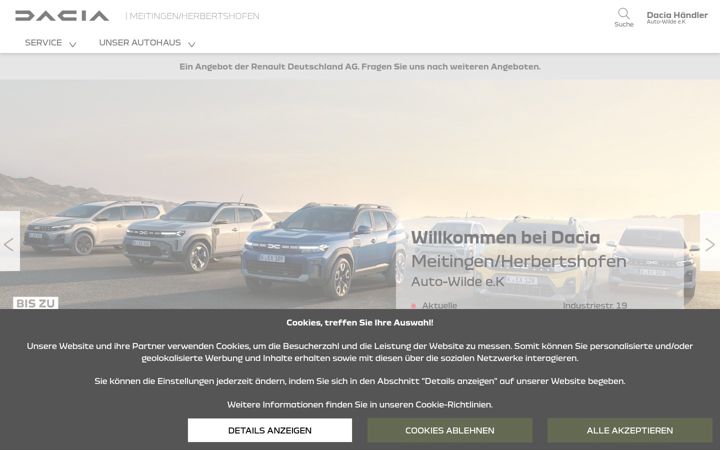 Screenshot of dacia-auto-wilde.de