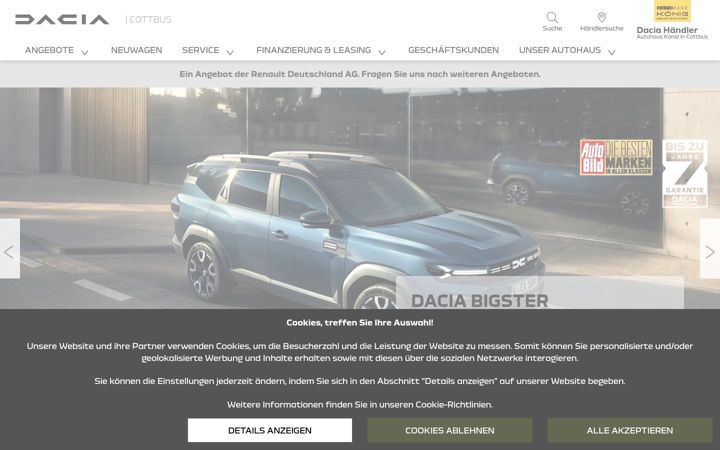 Screenshot of dacia-autohauskoenig-cottbus.de