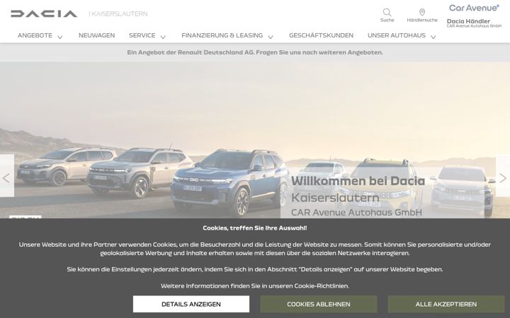 Screenshot of dacia-caravenue-kaiserslautern.de