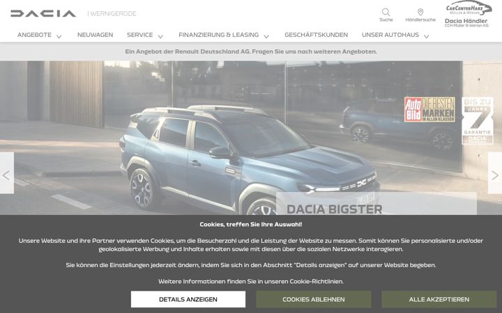 Screenshot of dacia-cch-wernigerode.de