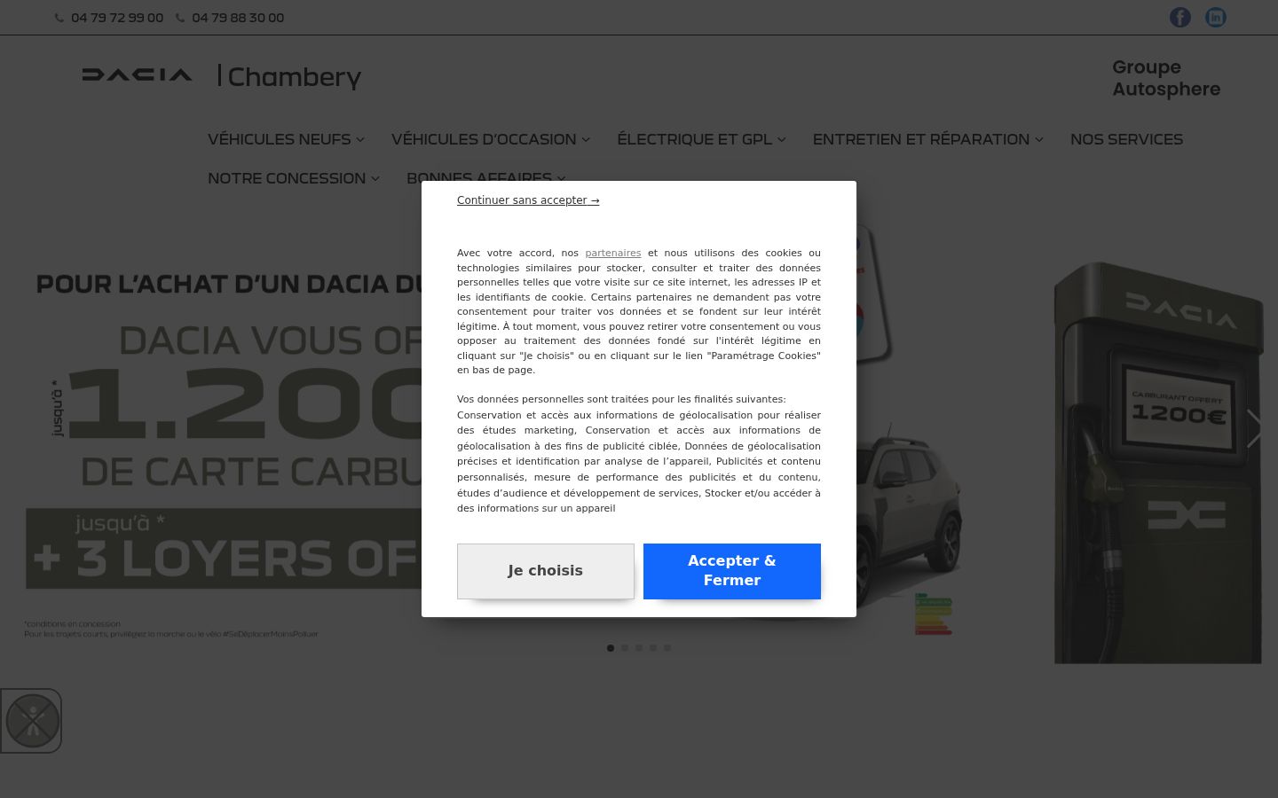 Zrzut ekranu banera zgody wyświetlanego przed jakąkolwiek interakcją