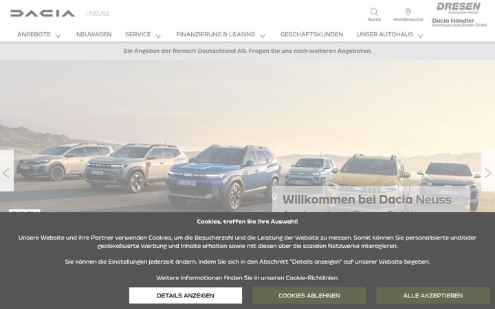 Screenshot of dacia-dresen-neuss.de