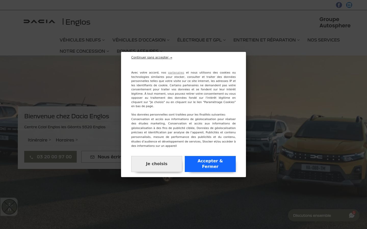 Sutikimo reklamjuostės, rodytos prieš bet kokią sąveiką, ekrano kopija