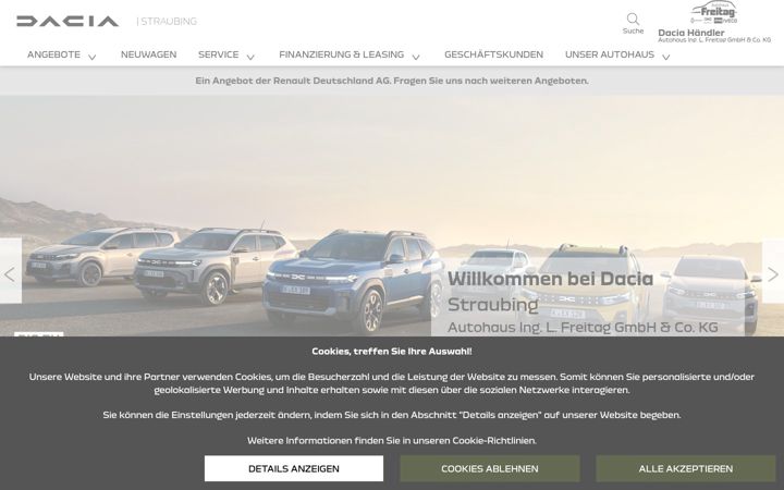 Screenshot of dacia-freitag-straubing.de