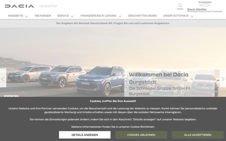 Screenshot of dacia-schneider-burgstaedt.de