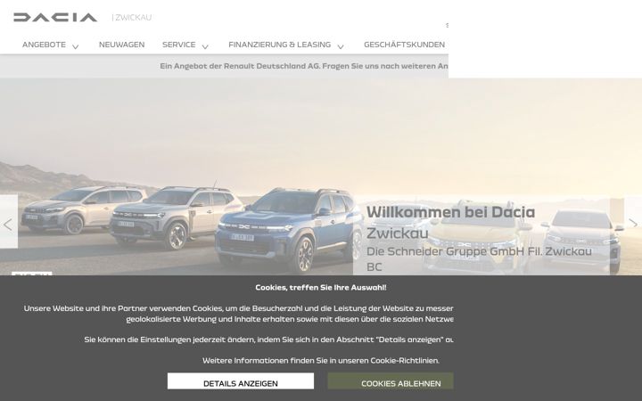 Screenshot of dacia-schneider-zwickau-bc.de