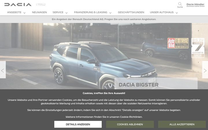 Screenshot of dacia-stierle-geislingen.de