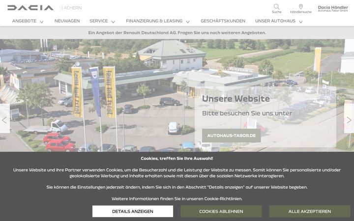 Screenshot of dacia-tabor-achern.de