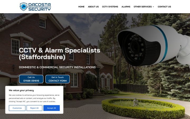 Captura de pantalla de dacostasecurity.co.uk