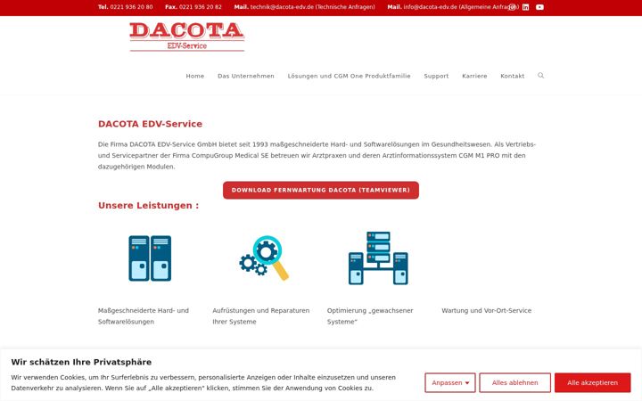 Screenshot of dacota-edv.de