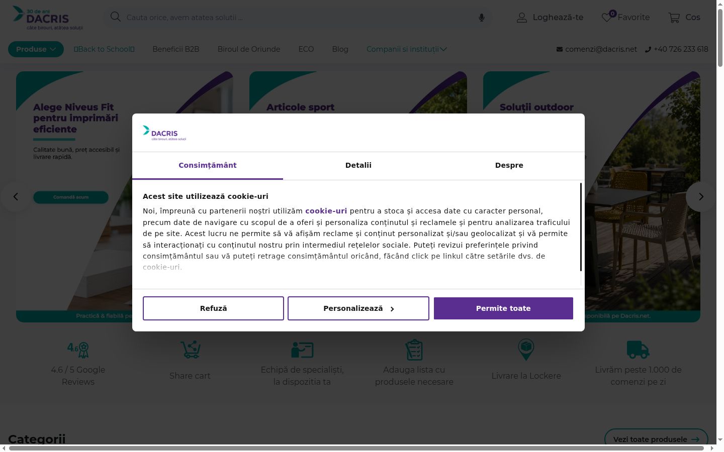 Zrzut ekranu banera zgody wyświetlanego przed jakąkolwiek interakcją