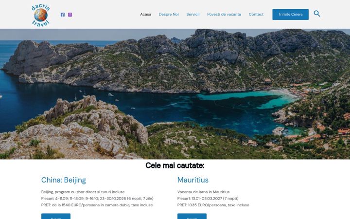 Ekrānuzņēmums no dacristravel.ro