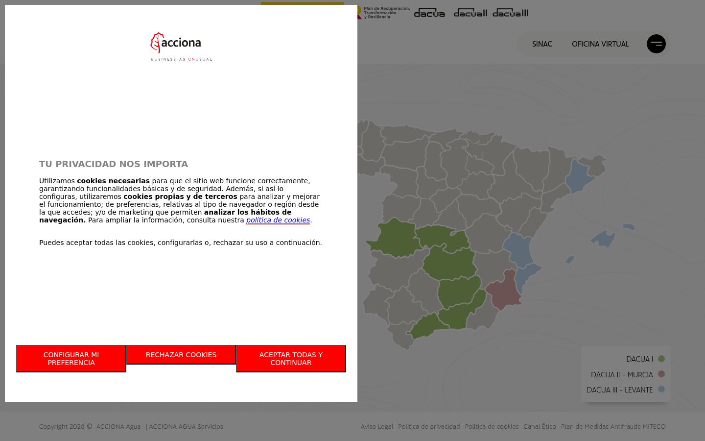 Screenshot of the consent banner shown before any interaction
