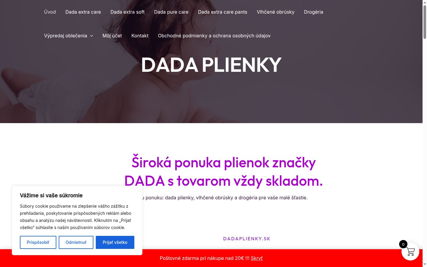 Snimka zaslona bannera za privolu prikazanog prije bilo kakve interakcije