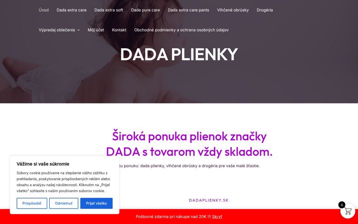 Snimka zaslona za dadaplienky.sk