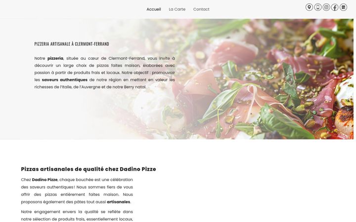 Kuvakaappaus sivustosta dadinopizze.fr