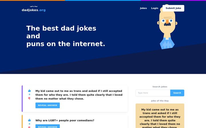 Screenshot of dadjokes.org