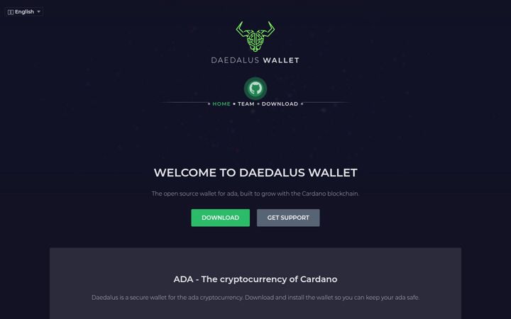 Ekrānuzņēmums no daedaluswallet.io