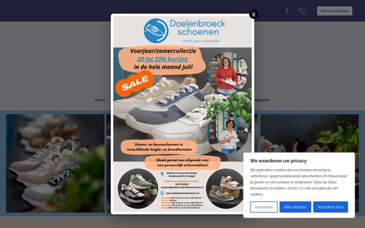 Kuvakaappaus sivustosta daelenbroeckschoenen.nl